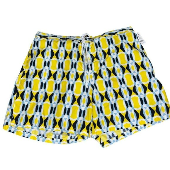Geometric TAILORBYRD Big Tall Board Shorts Yellow Beach Cruise NWT Swim 48 52 - Picture 1 of 3